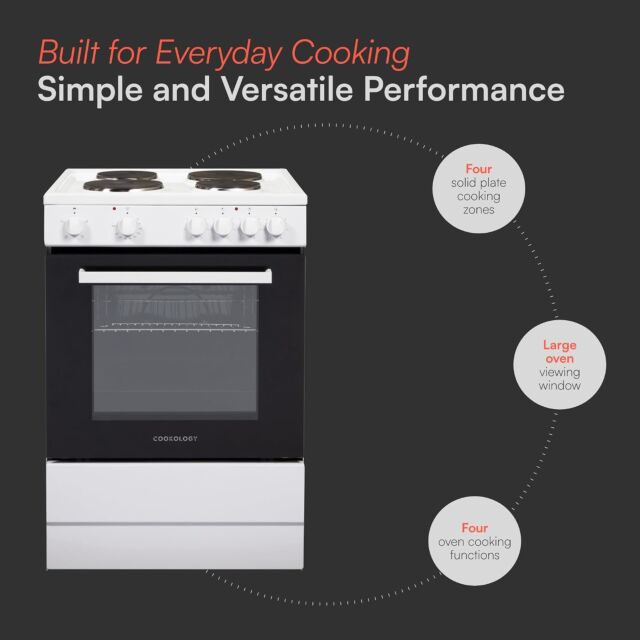 Cookology CFSP600WH/1 60Cm Single Cavity Soild Hob Electric Cooker