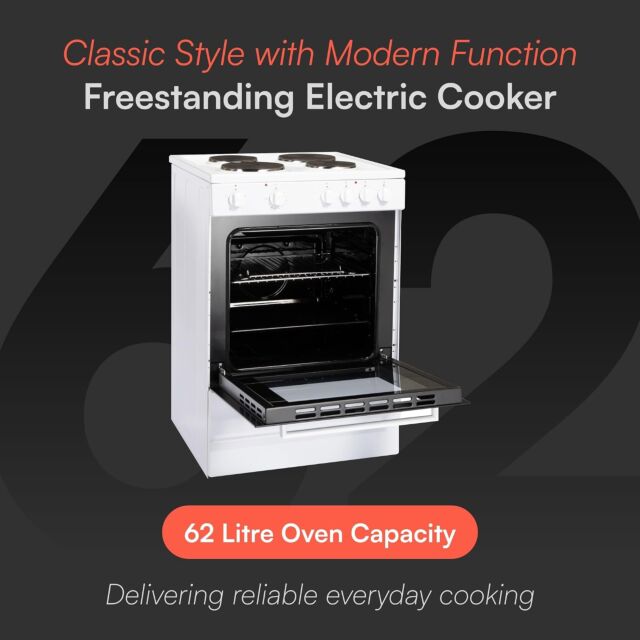Cookology CFSP600WH/1 60Cm Single Cavity Soild Hob Electric Cooker