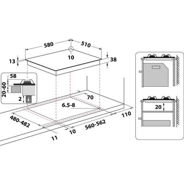 Hotpoint PPH60PFIXUK 59cm Stainless Steel Gas Hob