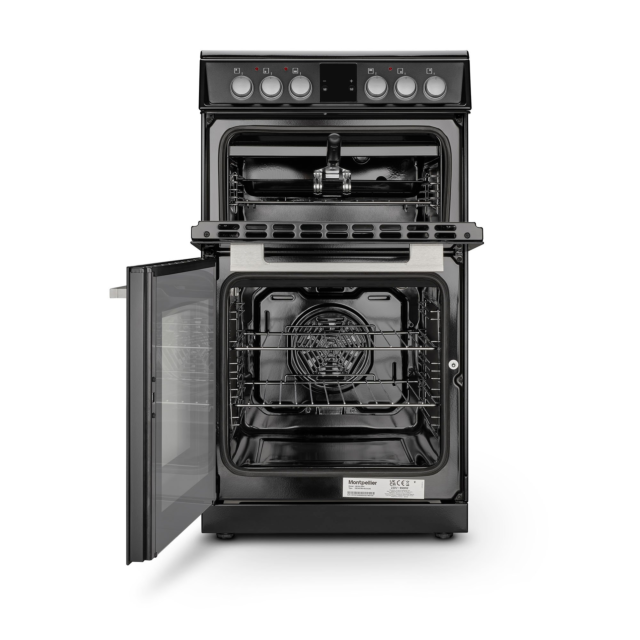 Montpellier MDOC50FK 50cm Double Oven Electric Cooker with Ceramic Hob - Black