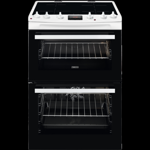 Zanussi ZCI66280WA 60cm Double Oven Electric Cooker with Ceramic Hob - White